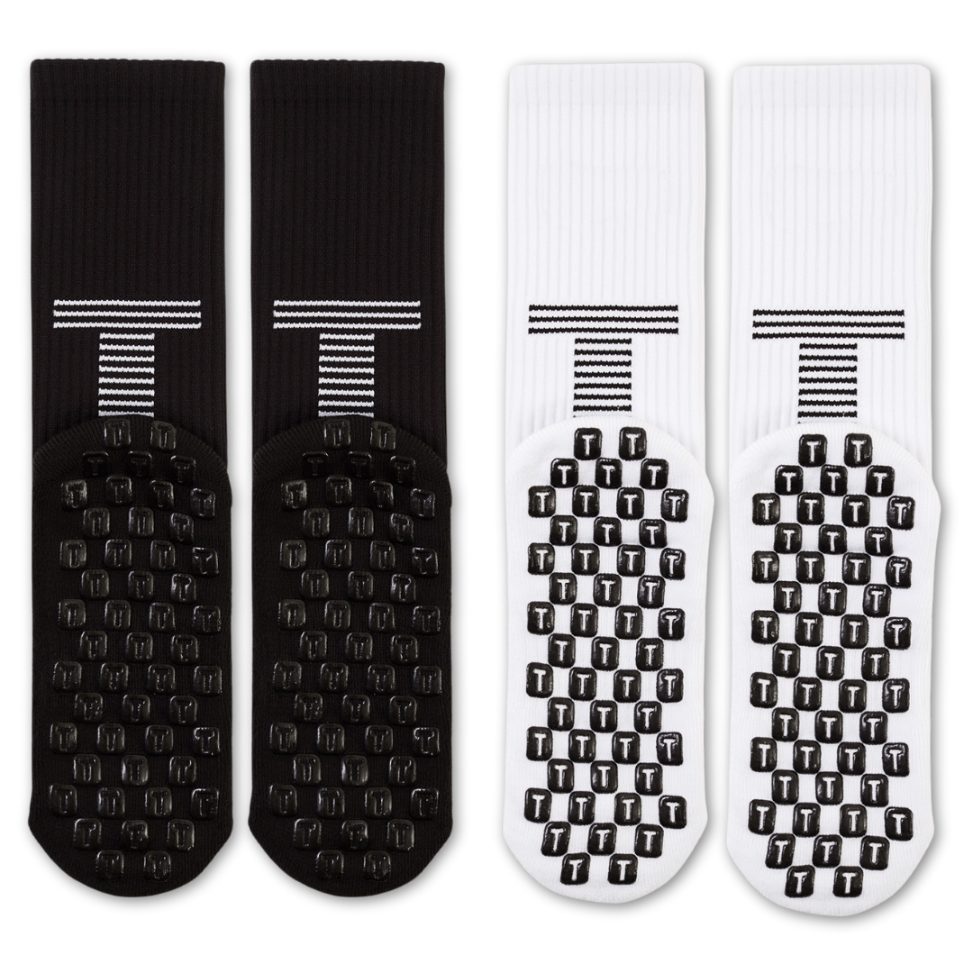 TRED® Kids Grip Socks - 2 Pack (Black & White)